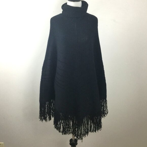 Banana Republic Black Merino Wool Poncho xs/s - Picture 2 of 8
